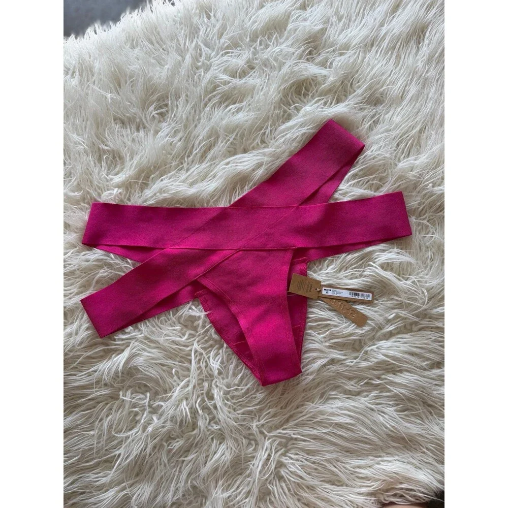 Skims Swim Knit Strappy Bikini Bottom Magenta Size 3X